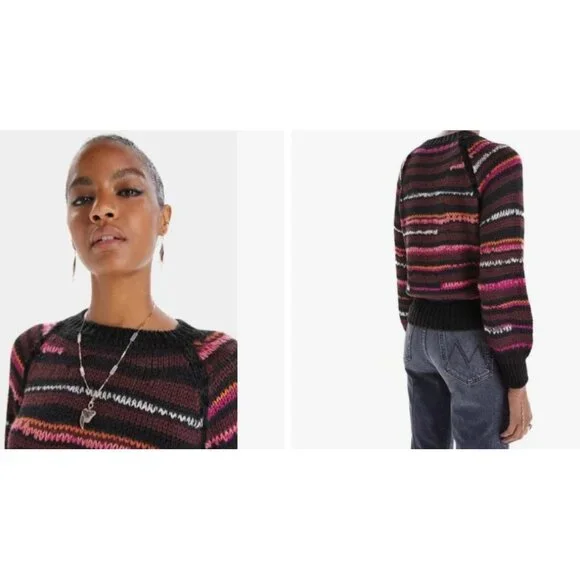 Mother The Bell-Sleeve Jumper Crop in Light Trails NWT Small $325 - Picture 11 of 11